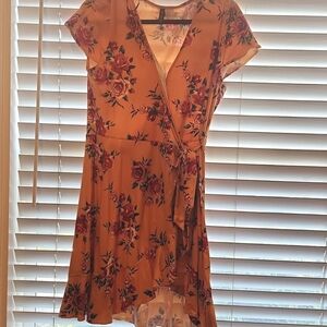 H&M Divided Floral Wrap Dress in Orange and Pink